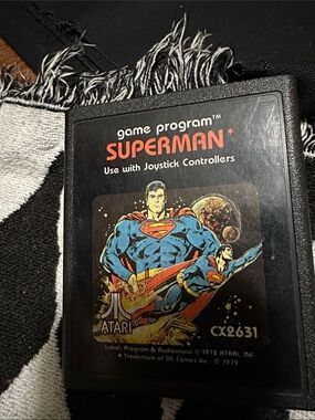 Vintage Atari Superman Video Game Cartridge - Black CX2631
